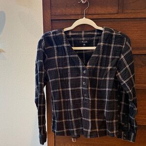 Madewell Black and White Checkered Evert Top